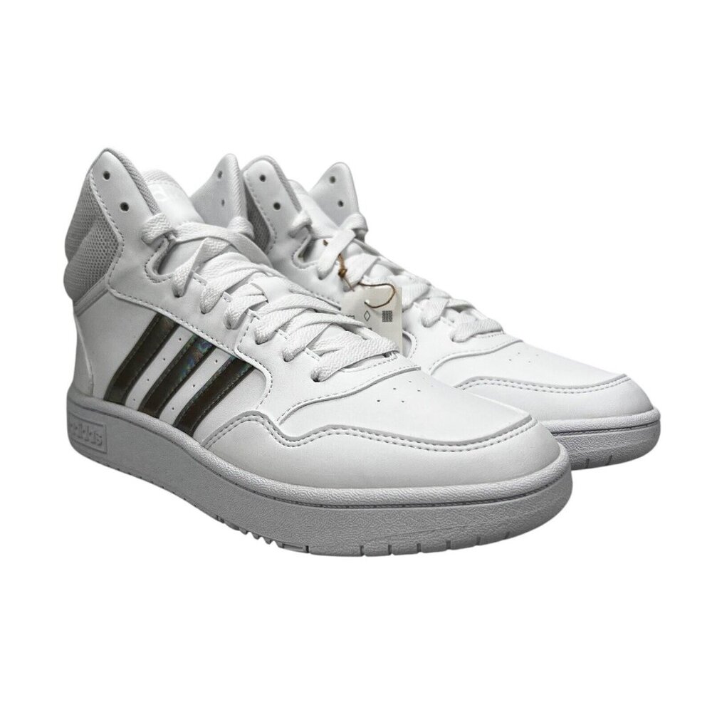 Adidas Hoops Mid White Basketball Shoes Youth Girl's Sizes 4 - 6 (Y) GS - Picture 4 of 9